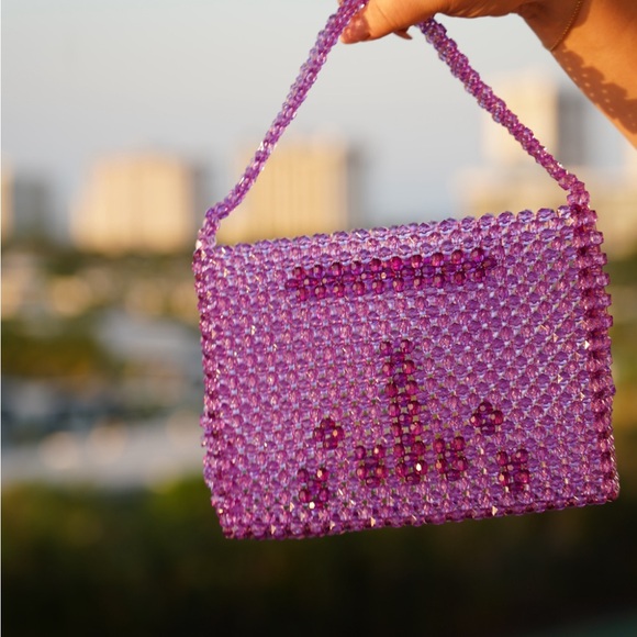 Handmade Handbags - Purple Beaded Handbag